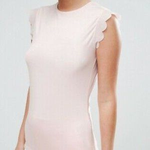 Ted Baker Pink Scallop Sleeve Fitted Shirt